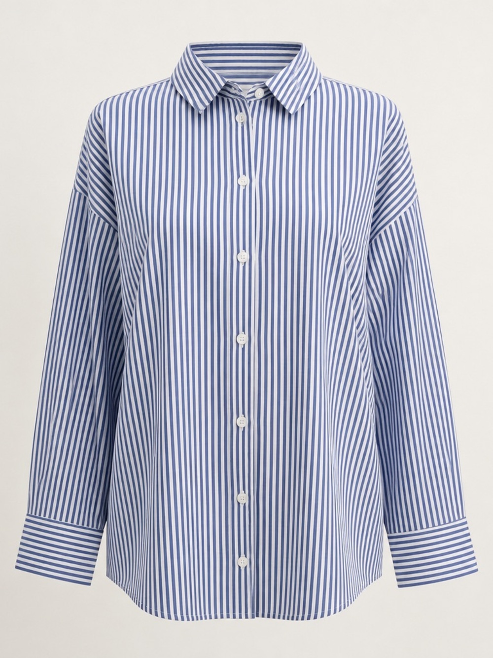 Classic Blue & White Striped Button-Down Shirt - Women